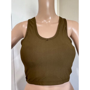 Jadyk Lyra back cell pocket brami Tank Top S/M Olive Green Ribbed Racerback
